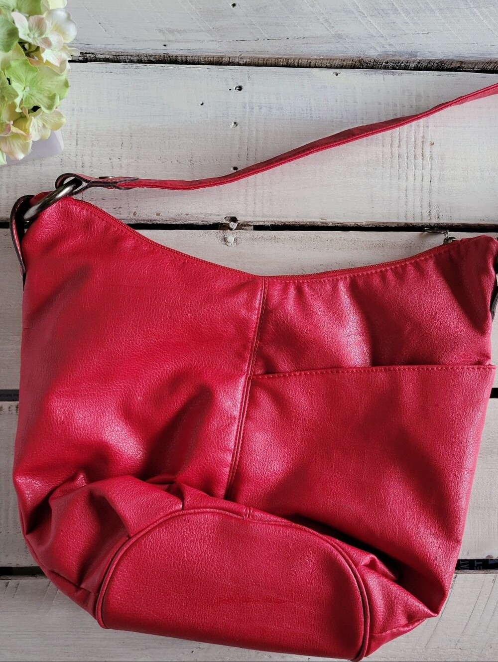 1887 Capezio Red Leather Shoulder Hobo Vintage - Picture 2 of 8